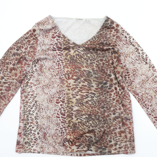 Punt Roma Womens Beige Animal Print  Pullover Jumper Size M