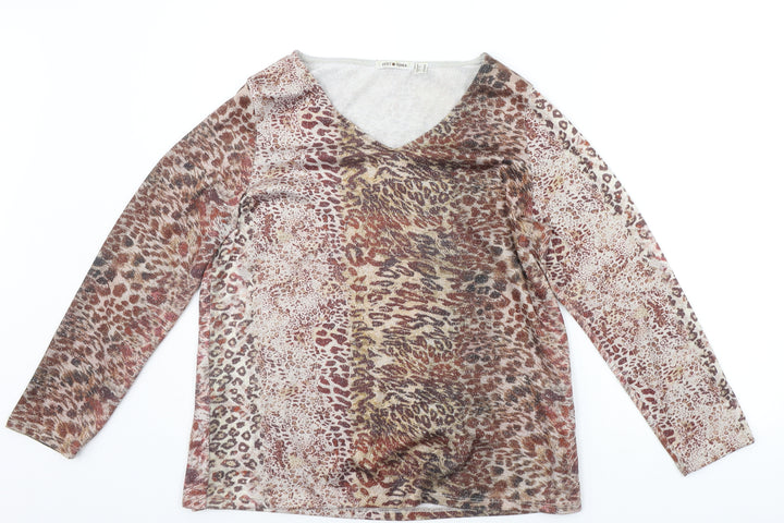 Punt Roma Womens Beige Animal Print Pullover Jumper Size M