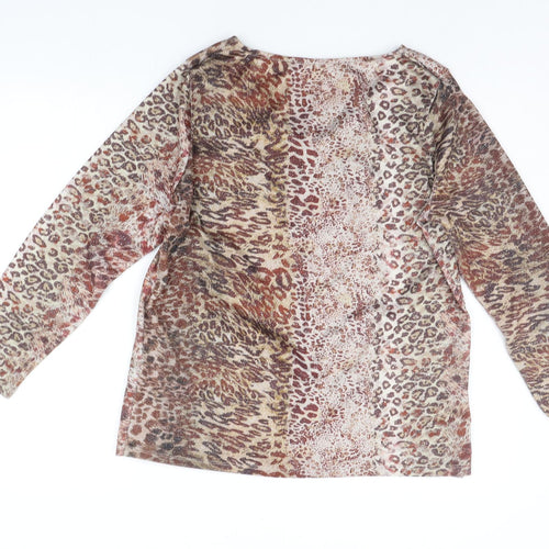 Punt Roma Womens Beige Animal Print  Pullover Jumper Size M