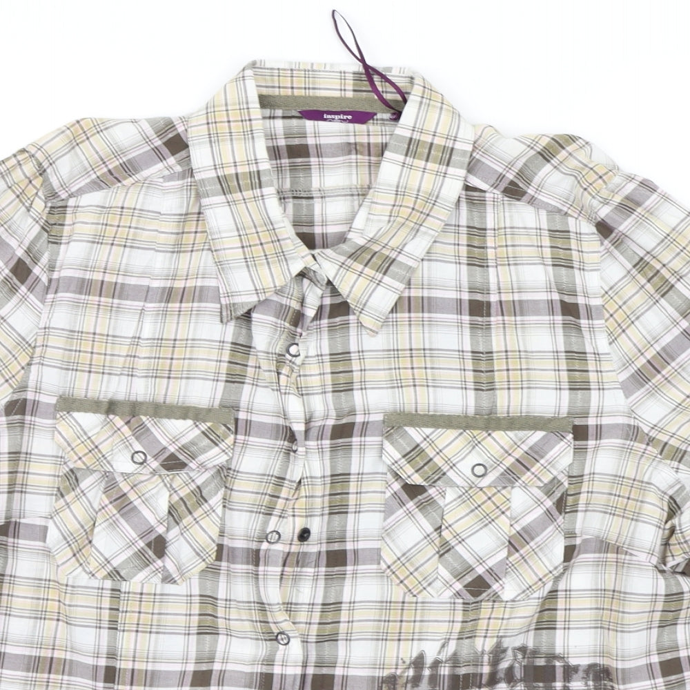 New Look Womens Beige Check  Basic Button-Up Size 22