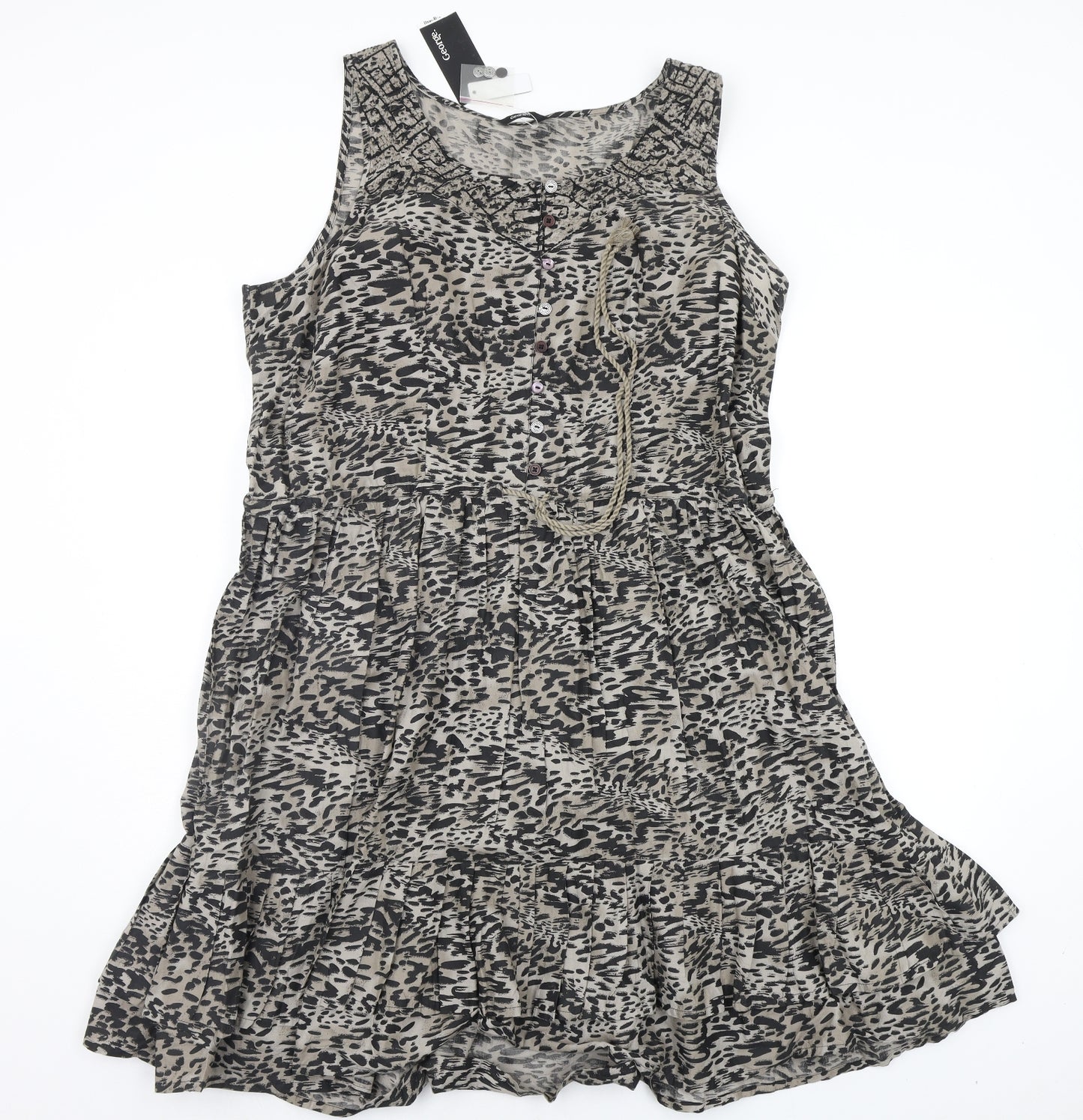 George Womens Grey Animal Print  Fit & Flare  Size 20