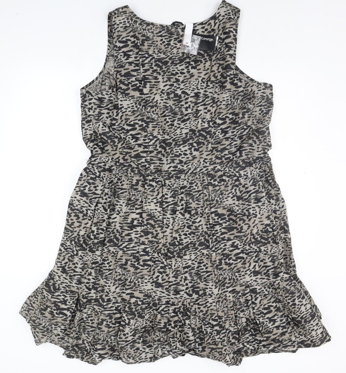 George Womens Grey Animal Print  Fit & Flare  Size 20