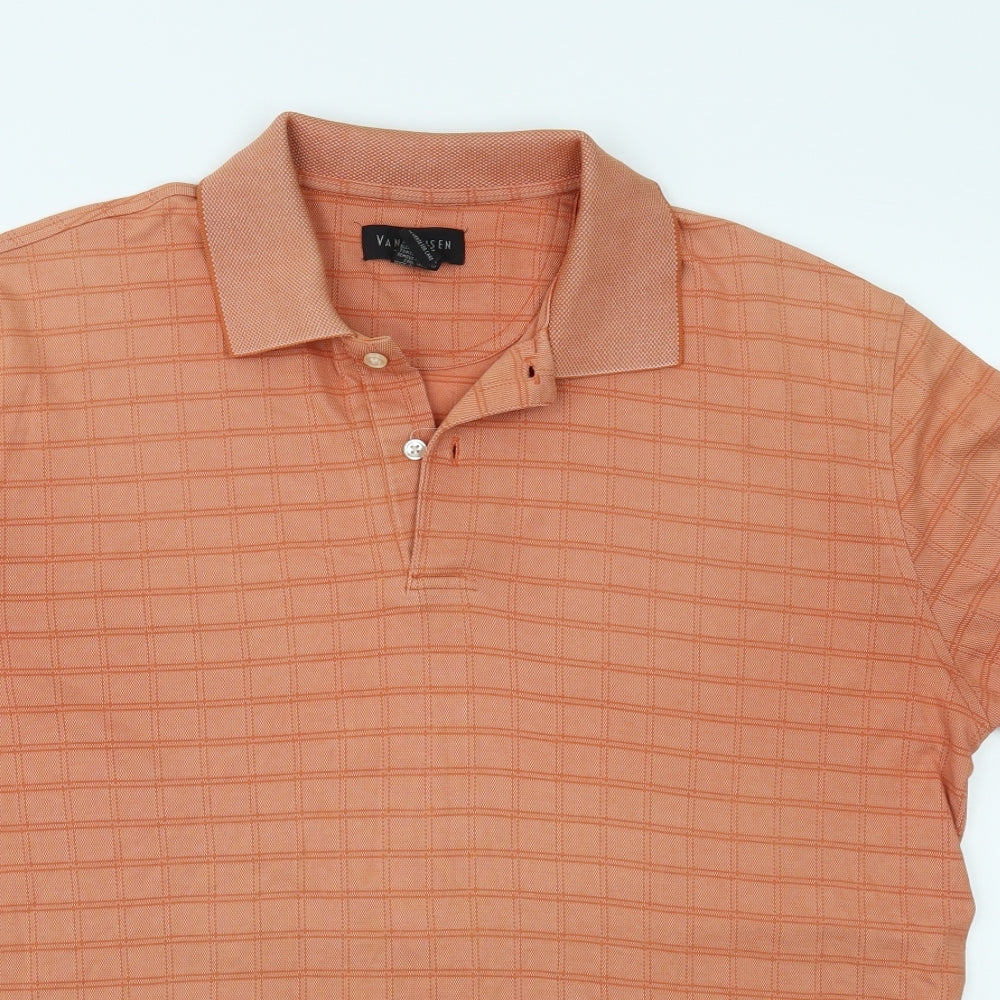Van Heusen Mens Orange    Polo Size M