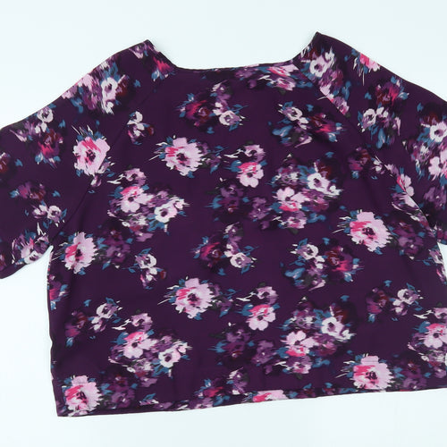 New Look Womens Purple Floral  Cropped Blouse Size 14
