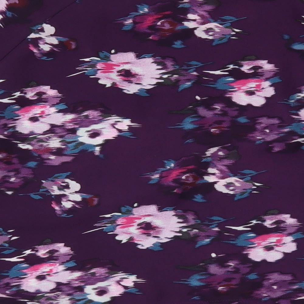 New Look Womens Purple Floral  Cropped Blouse Size 14