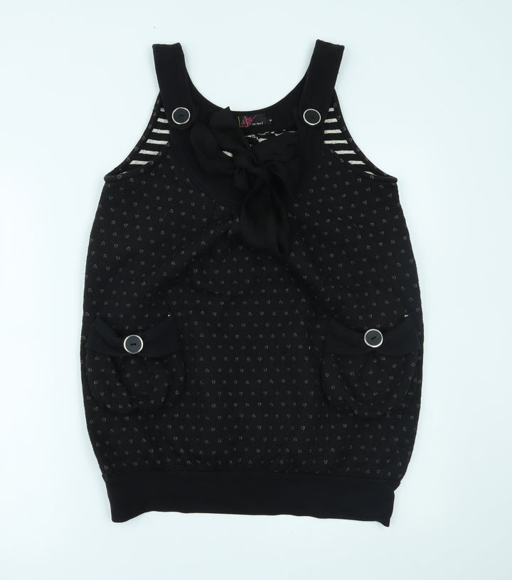 Yumi Womens Black Polka Dot  Shift  Size S