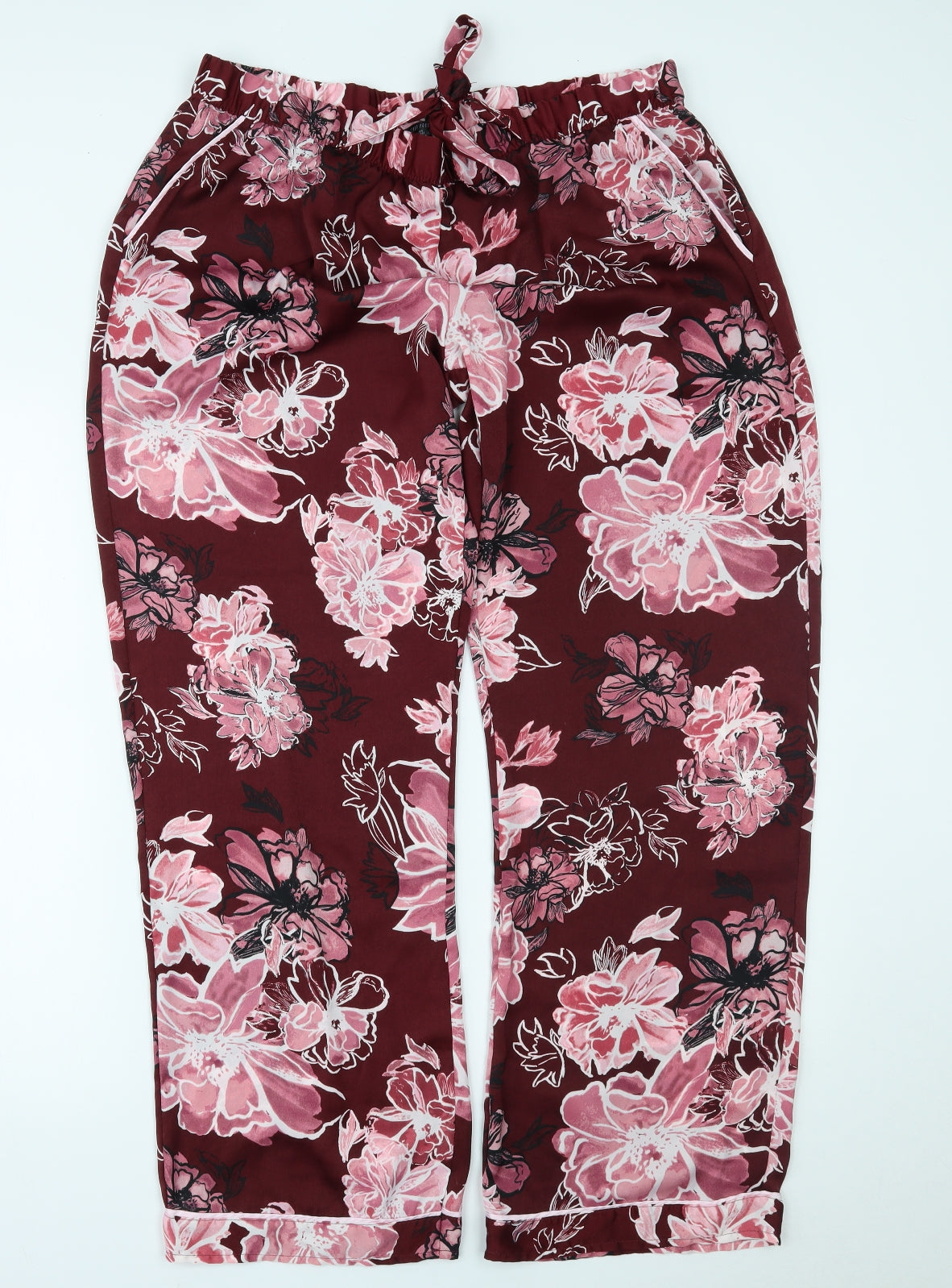 Primark Womens Red Floral   Pyjama Pants Size L