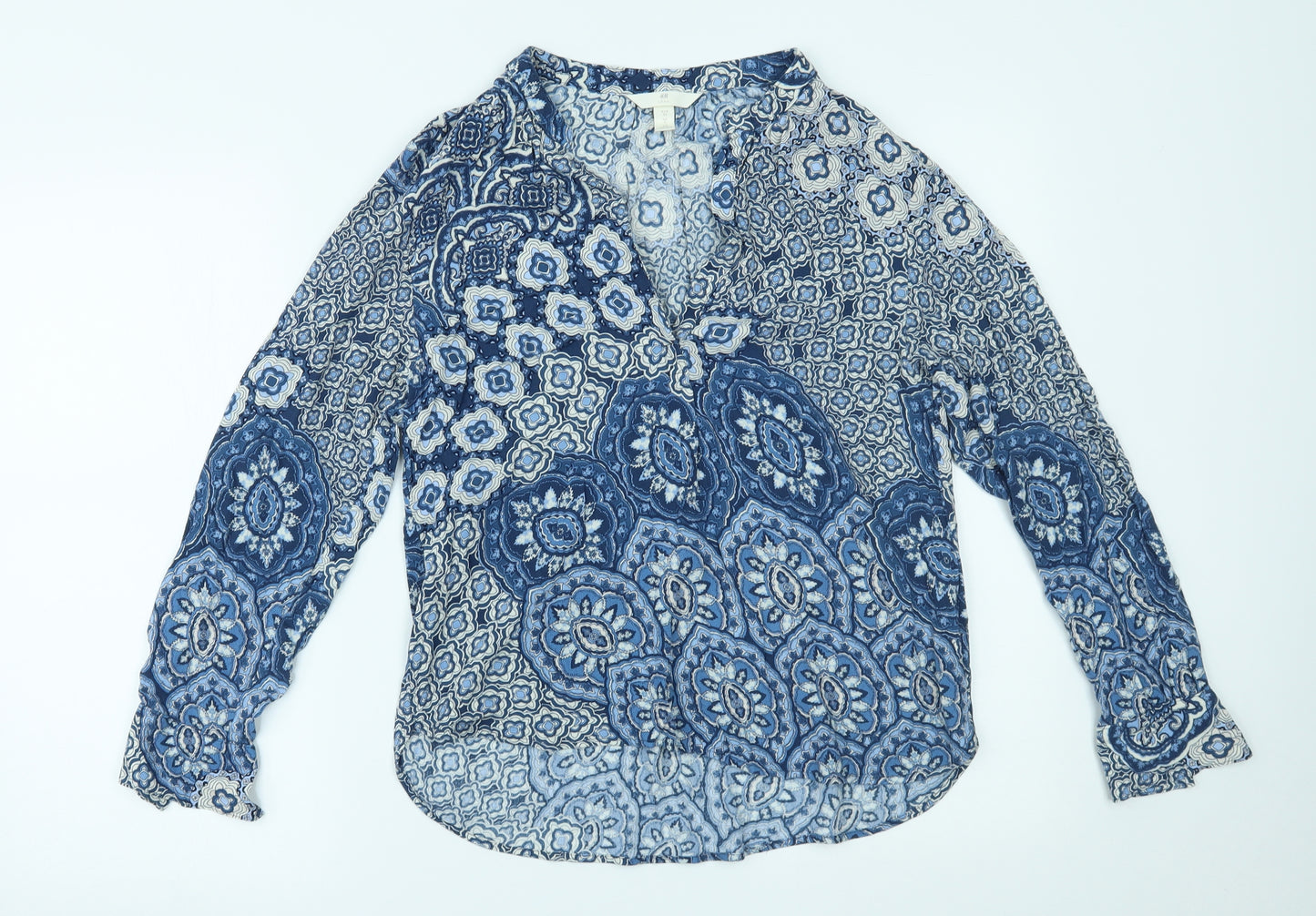 H&M Womens Blue Paisley  Basic Blouse Size 6
