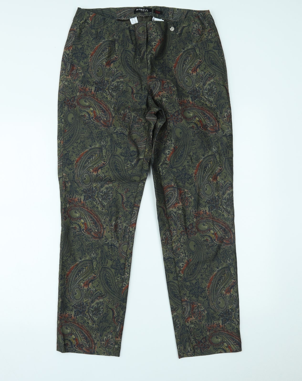 ROBELL Womens Green Paisley  Trousers  Size 14 L28 in