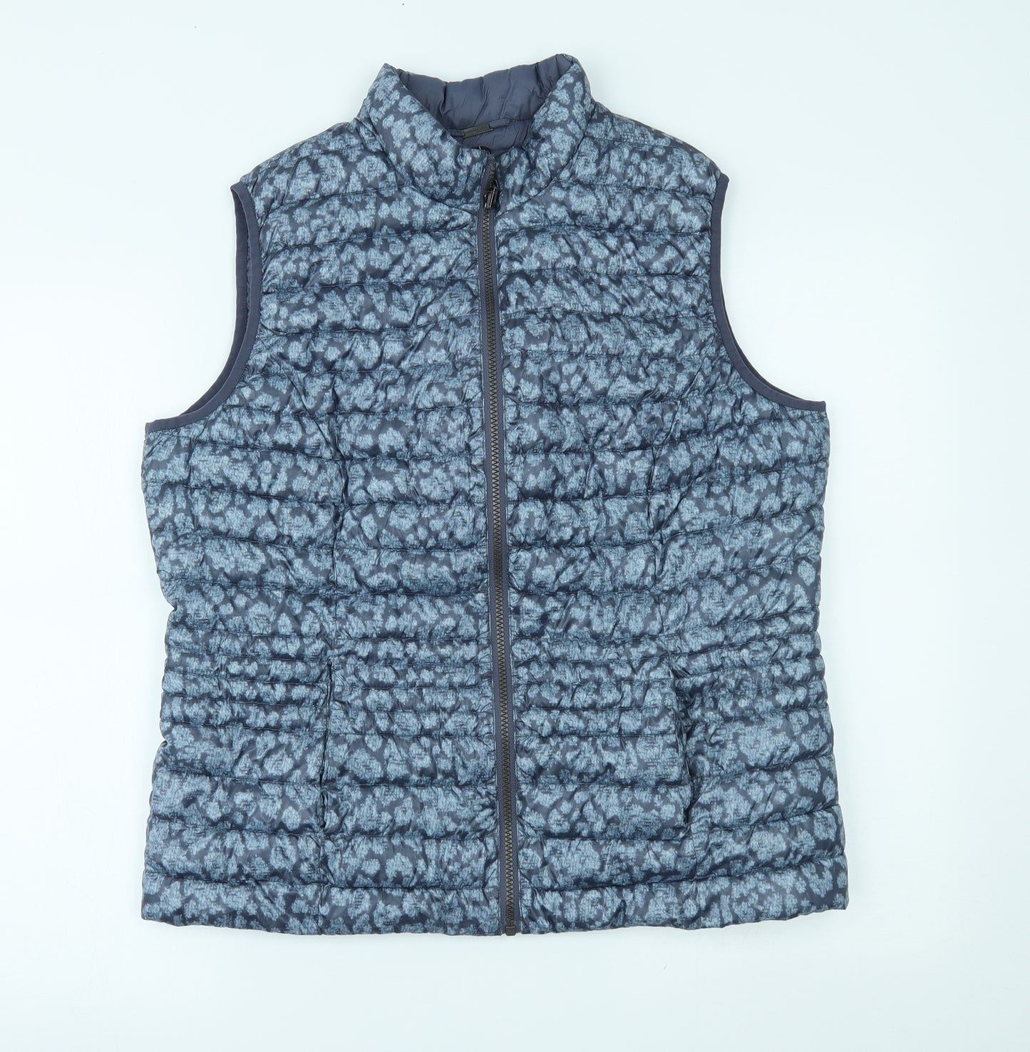 barbara lebek Womens Blue Animal Print  Gilet Coat Size 16