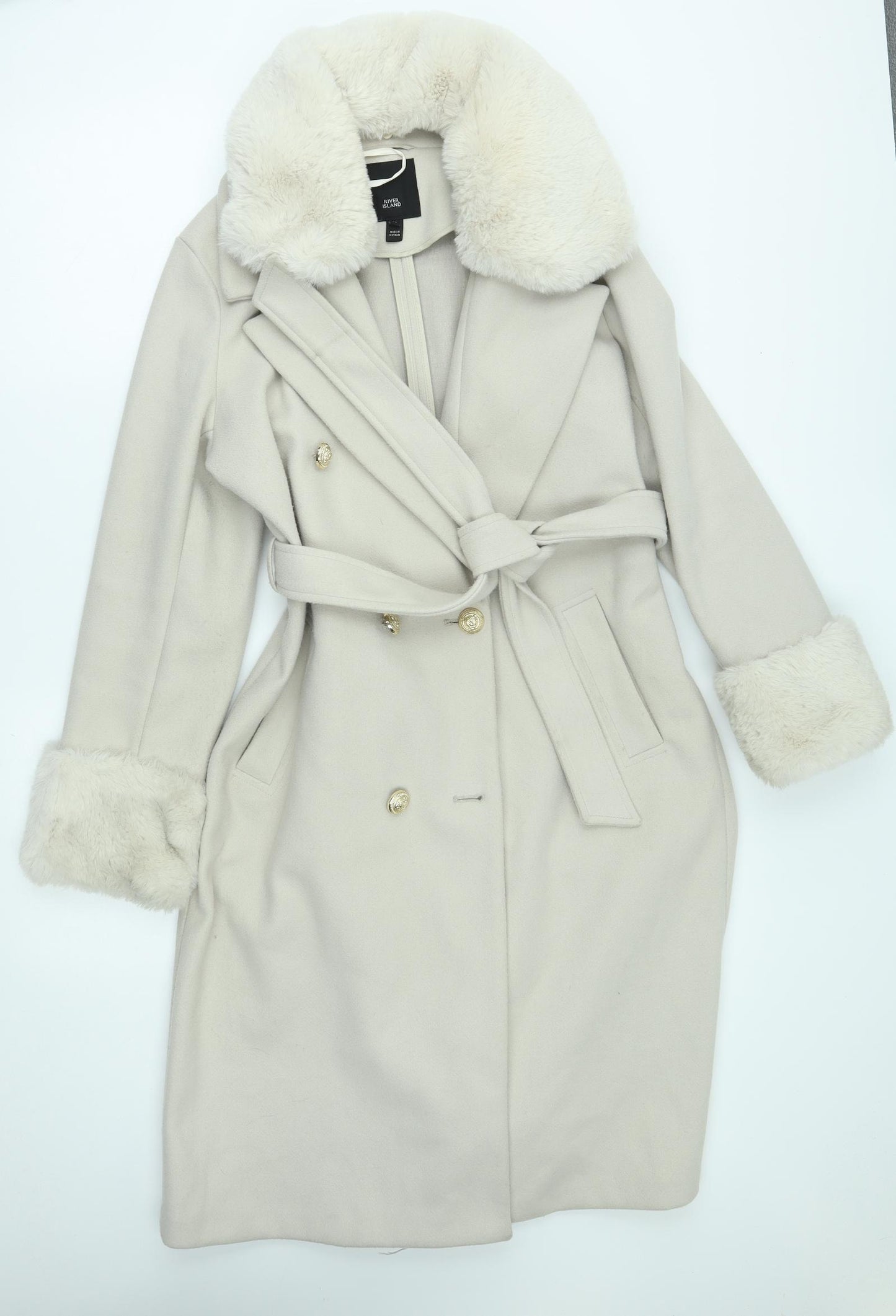 River Island Womens Beige   Overcoat Coat Size 14