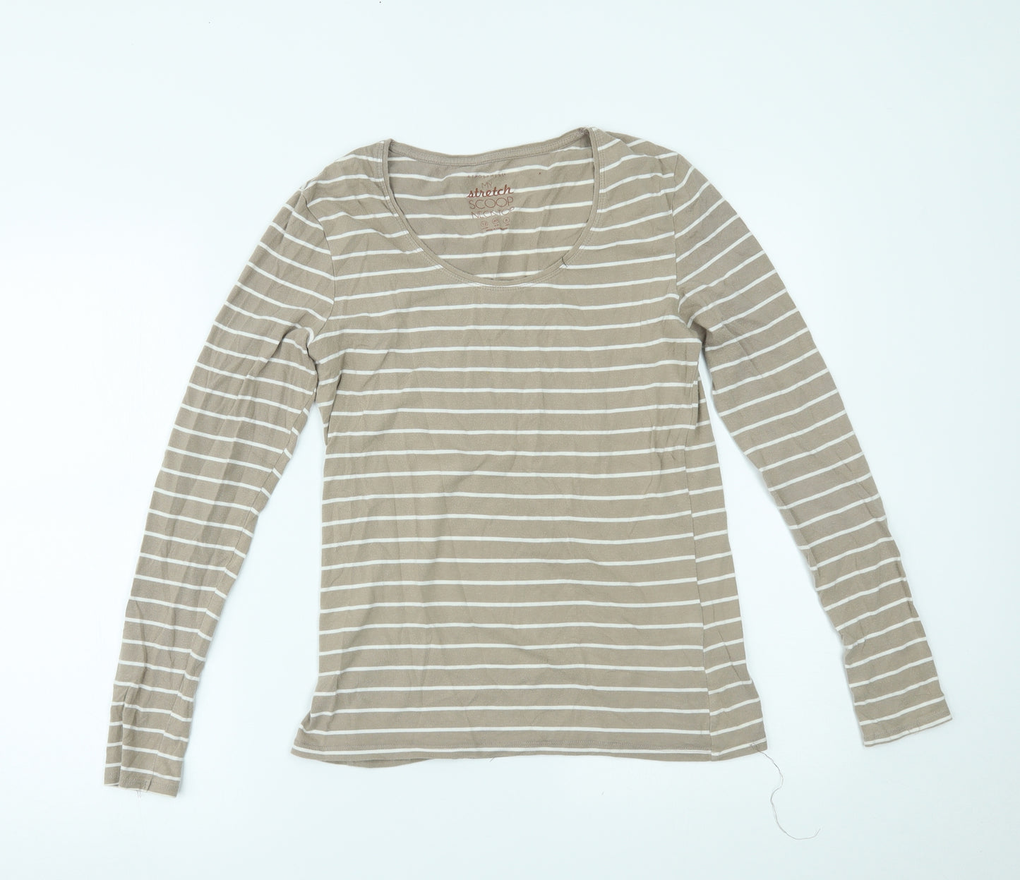 Primark Womens Beige Striped  Basic T-Shirt Size 12