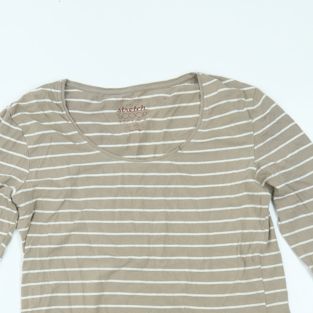 Primark Womens Beige Striped  Basic T-Shirt Size 12