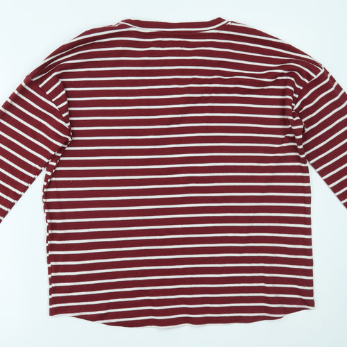 Papaya Womens Red Striped  Basic T-Shirt Size 12