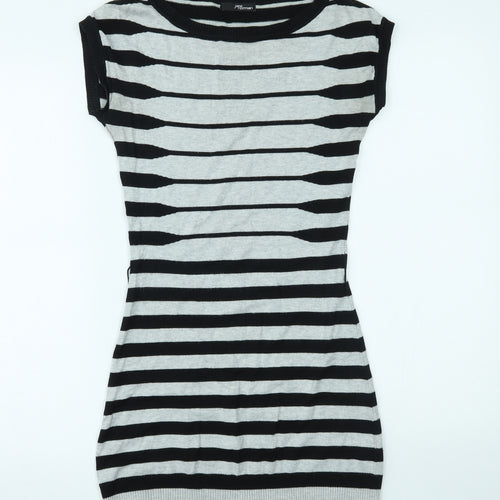 Jane Norman Womens Grey Striped  Bodycon  Size 10
