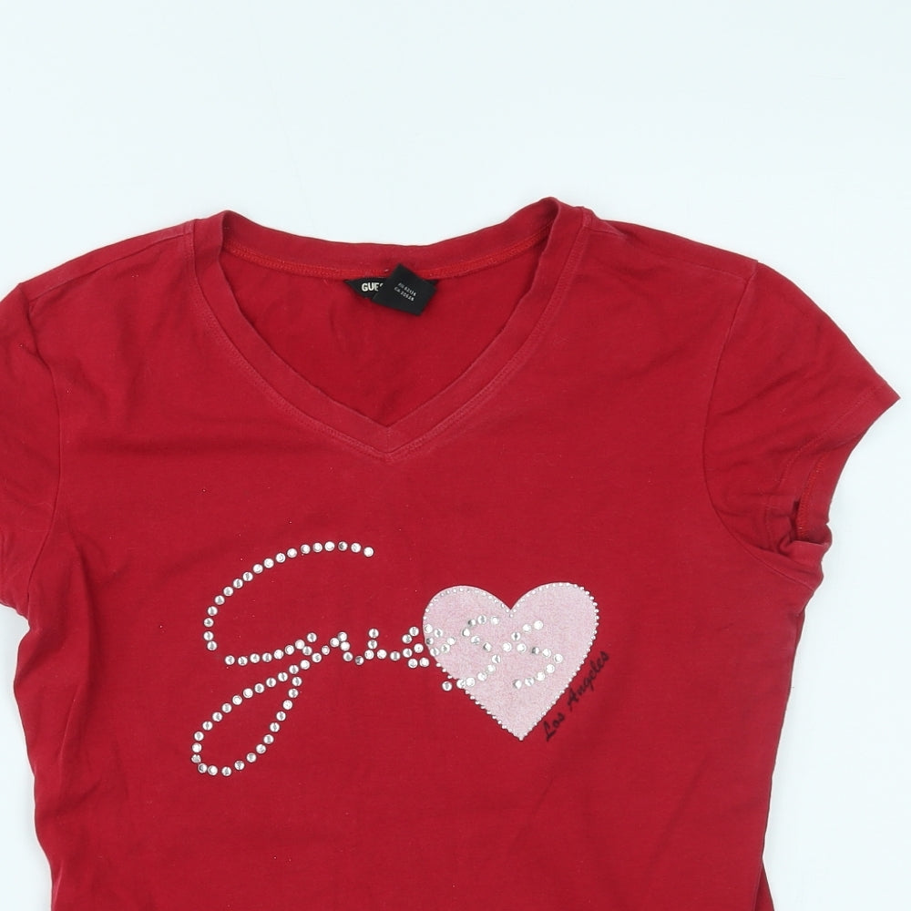 Guess Jeans Womens Red   Basic T-Shirt Size M