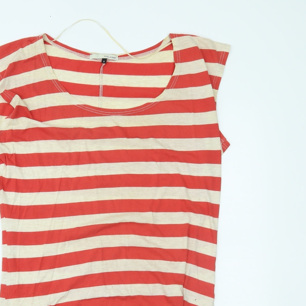 River Island Womens Red Striped  Basic T-Shirt Size 8
