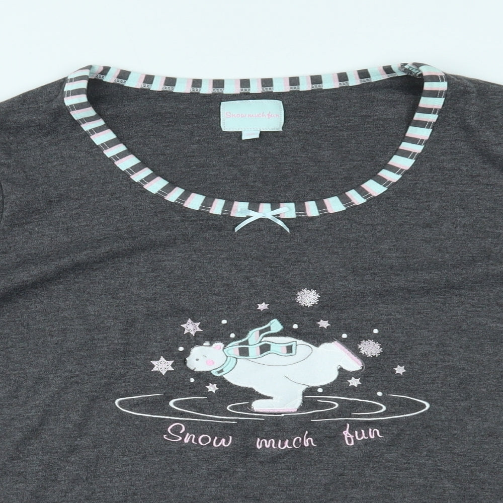 snow much fun Womens Grey Solid  Top Pyjama Top Size 20