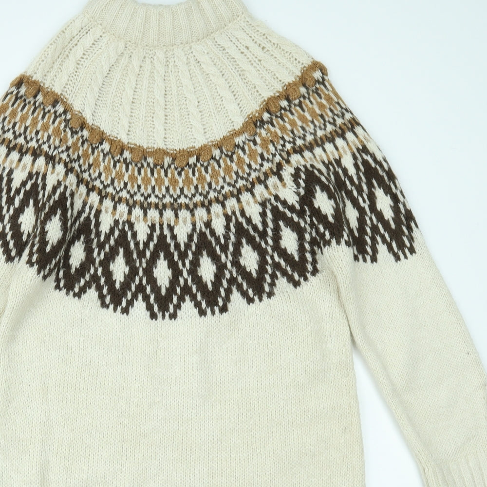 NEXT Womens Ivory Fair Isle  Jumper Dress  Size M