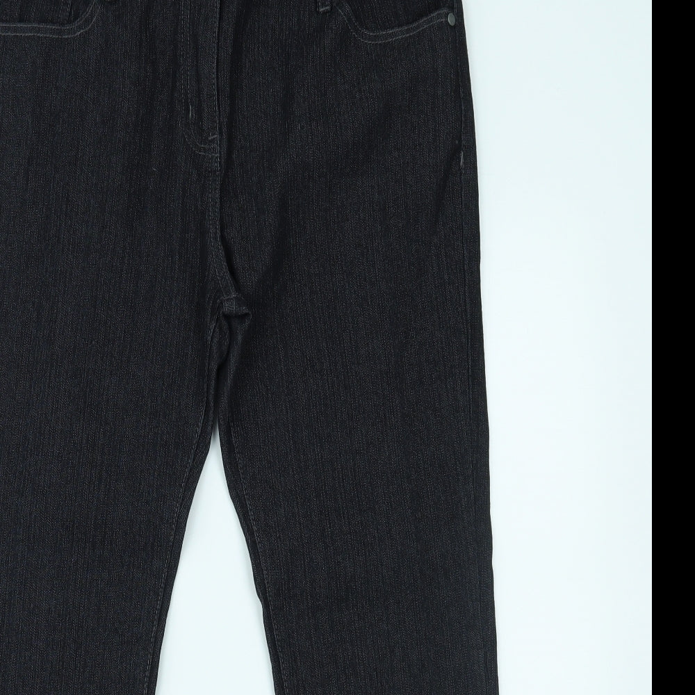 Preworn Womens Black  Denim Straight Jeans Size 16 L25 in