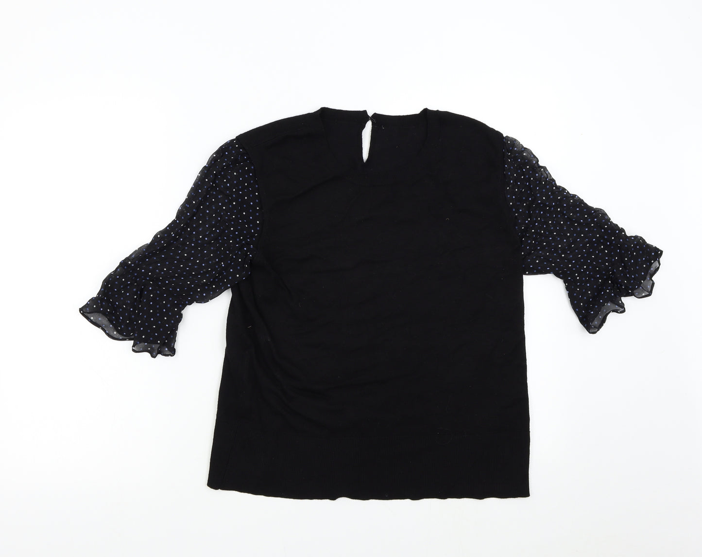 Oasis Womens Black Polka Dot Knit Pullover Jumper Size L