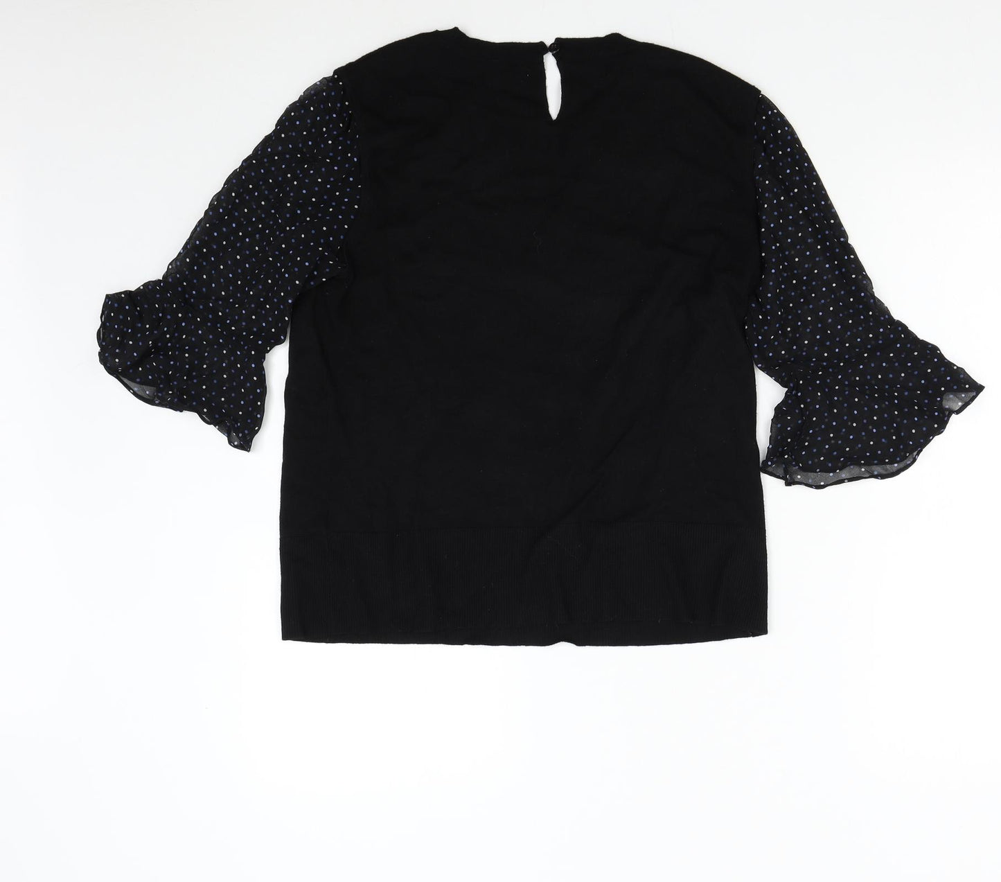 Oasis Womens Black Polka Dot Knit Pullover Jumper Size L