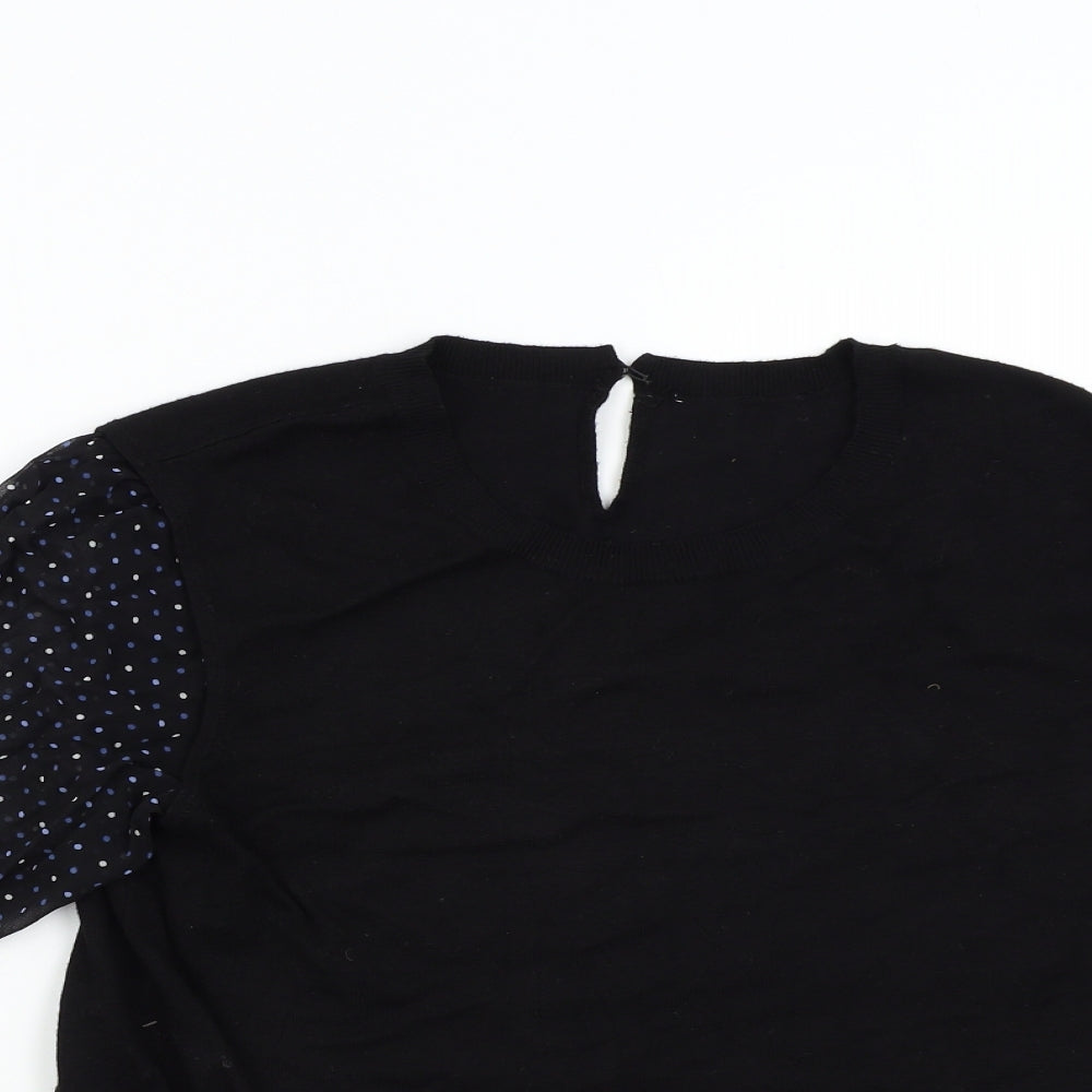 Oasis Womens Black Polka Dot Knit Pullover Jumper Size L