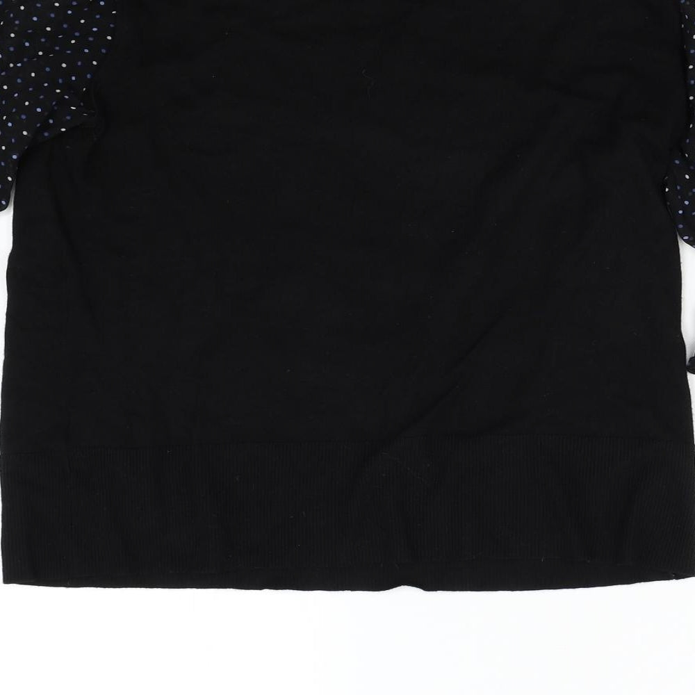 Oasis Womens Black Polka Dot Knit Pullover Jumper Size L