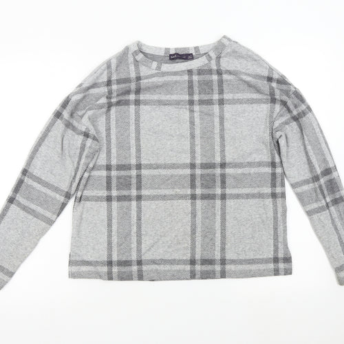 M&S Womens Grey Check  Pullover Jumper Size 10