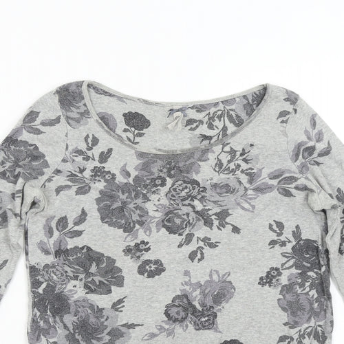 NEXT Womens Grey Floral  Pullover Jumper Size 6