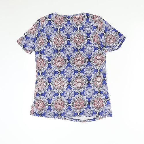M&S Womens Blue Geometric  Basic T-Shirt Size 8