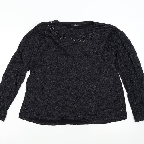 BM Collection Womens Black  Knit Pullover Jumper Size L