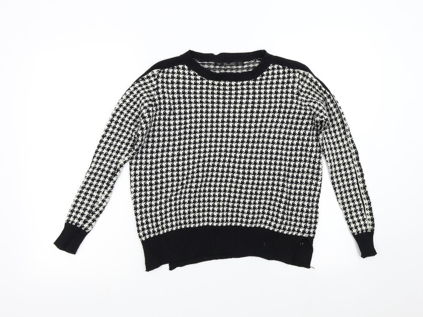 Zara Womens Multicoloured Houndstooth Knit Pullover Jumper Size S