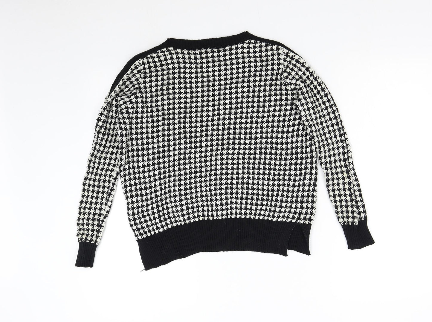 Zara Womens Multicoloured Houndstooth Knit Pullover Jumper Size S