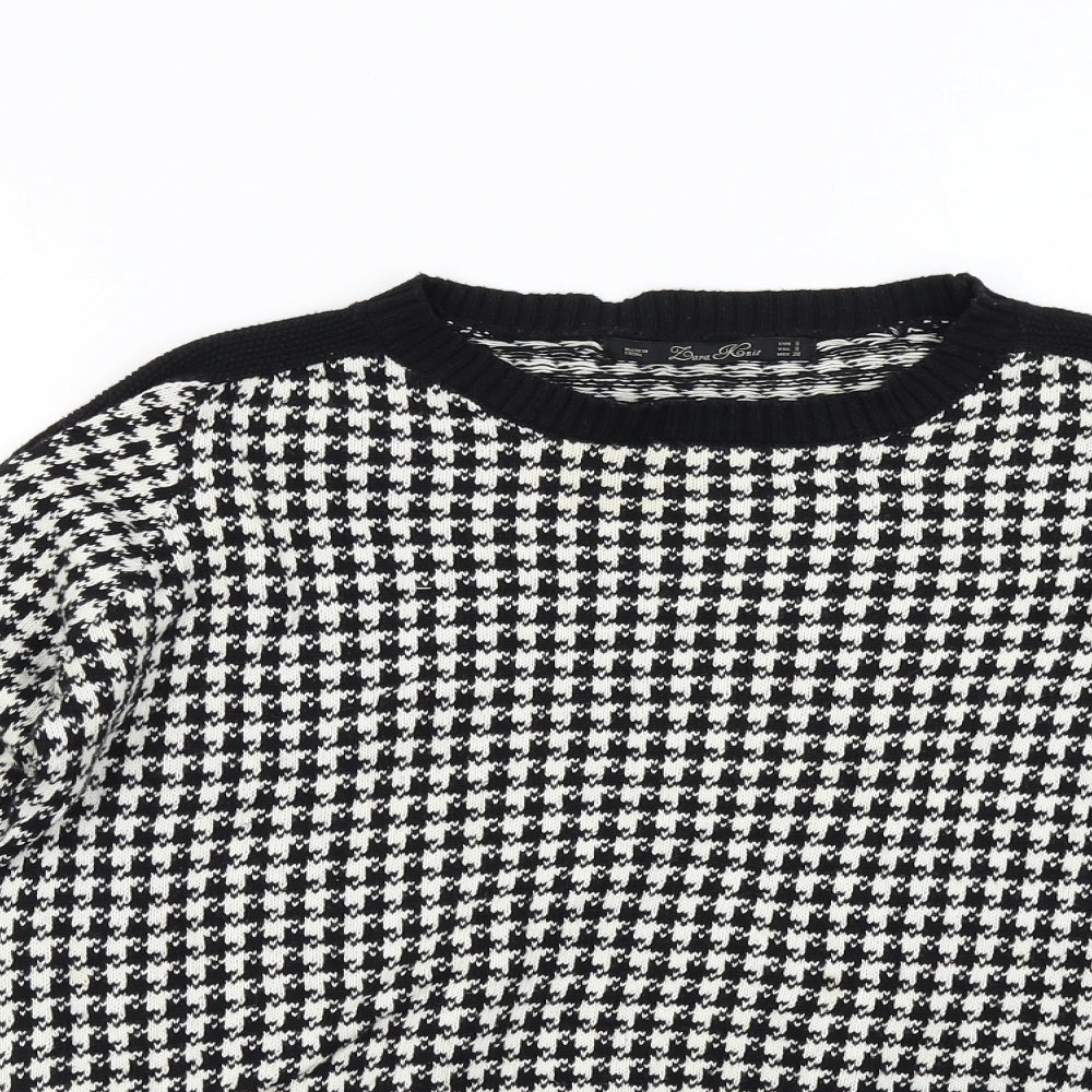 Zara Womens Multicoloured Houndstooth Knit Pullover Jumper Size S