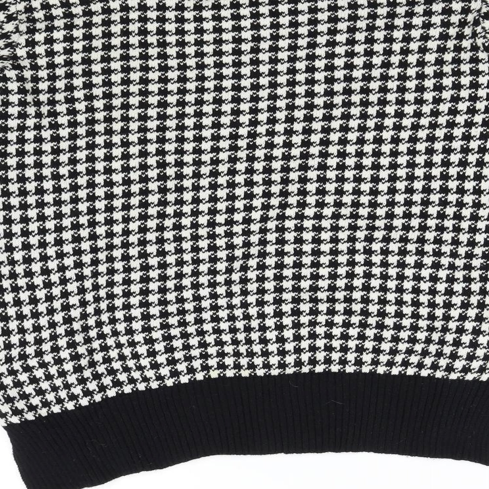 Zara Womens Multicoloured Houndstooth Knit Pullover Jumper Size S