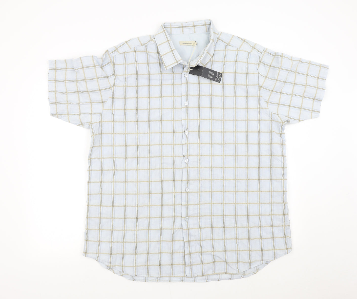 John Rocha Mens Blue Check   Button-Up Size 2XL