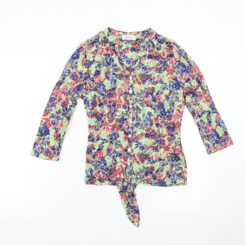 M&S Womens Multicoloured Floral  Basic Button-Up Size 8