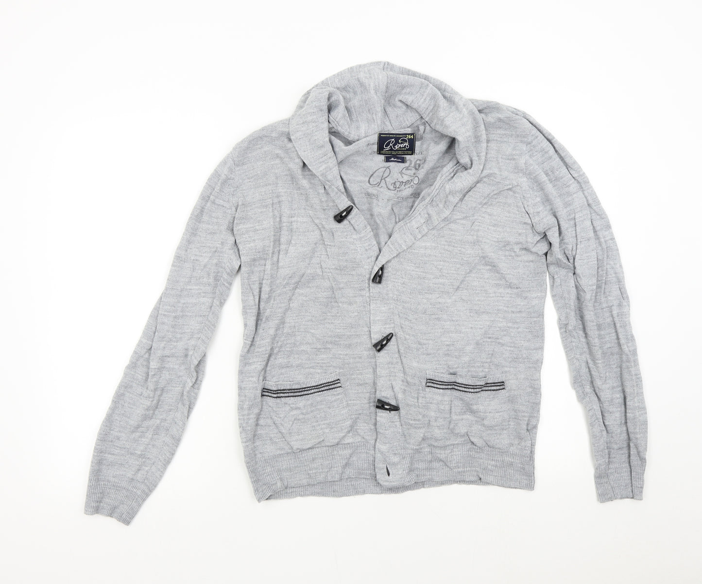 River Island Mens Grey  Knit Cardigan Jumper Size M