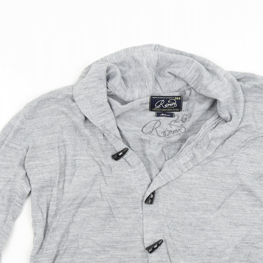River Island Mens Grey  Knit Cardigan Jumper Size M