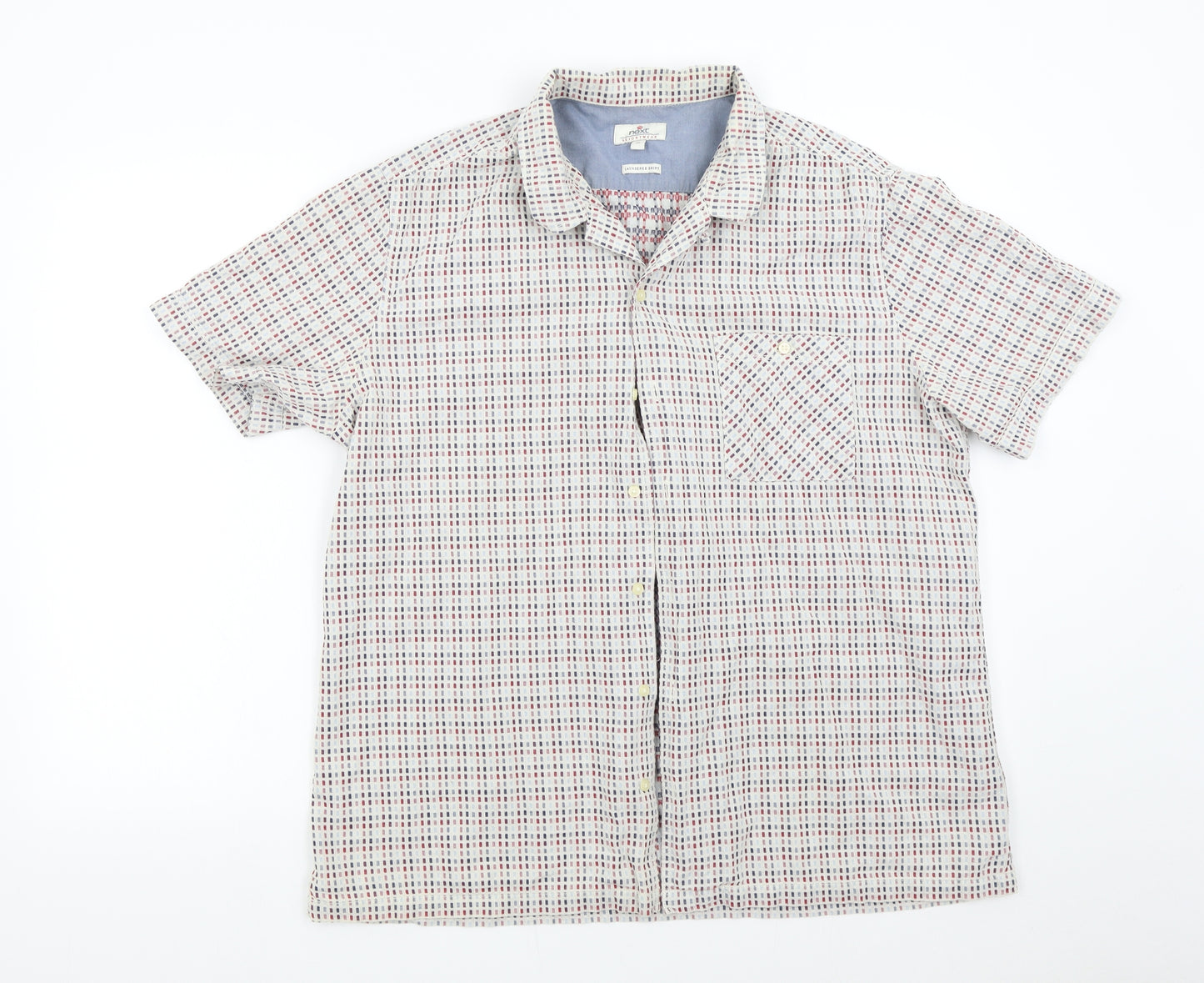 NEXT Mens Multicoloured Geometric   Button-Up Size XL