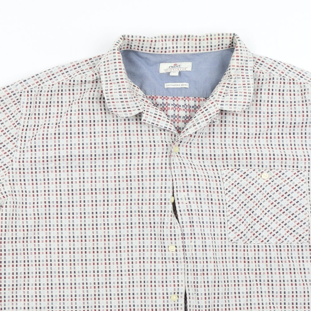 NEXT Mens Multicoloured Geometric   Button-Up Size XL