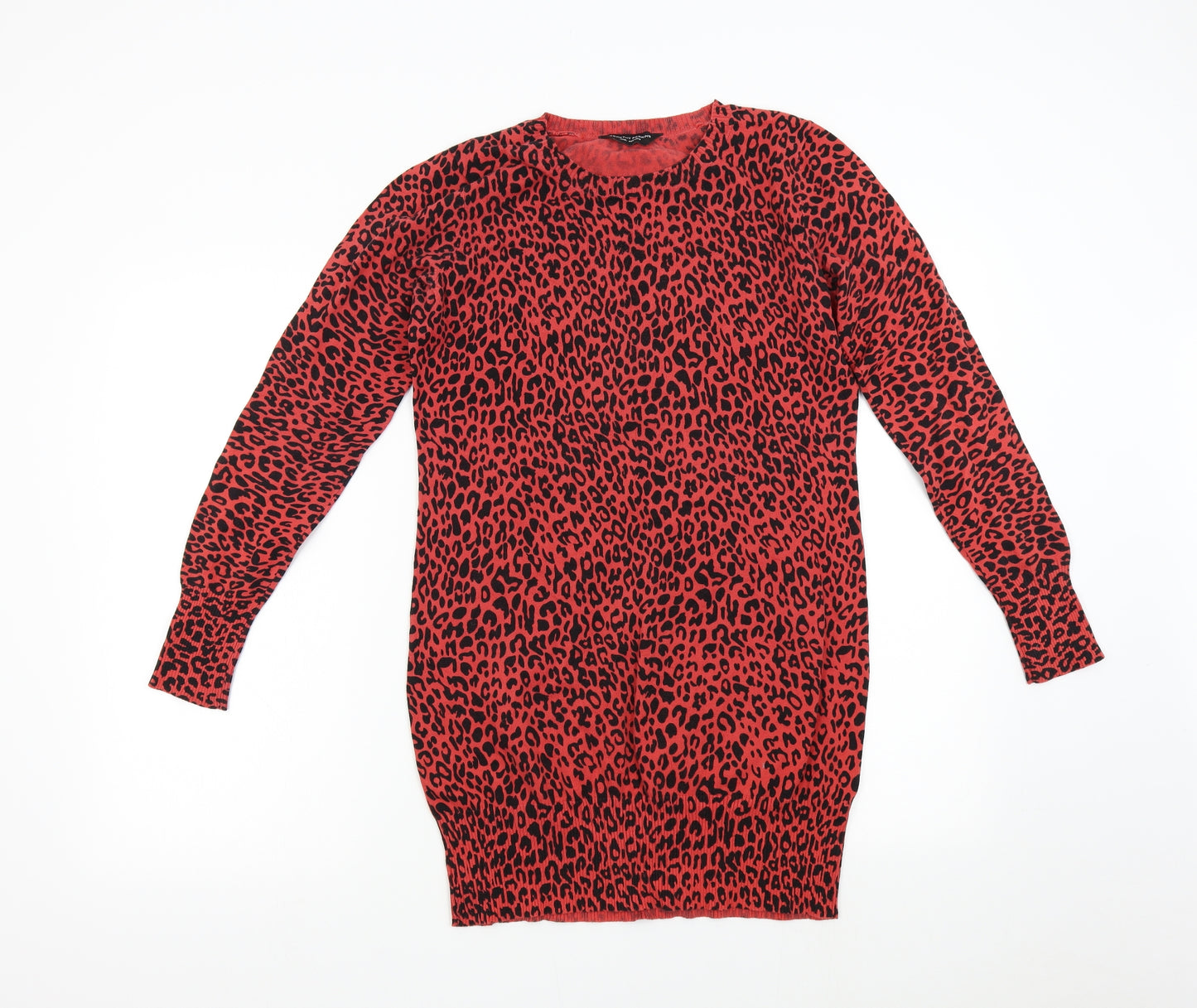 Dorothy Perkins Womens Red Animal Print Knit Jumper Dress  Size 14