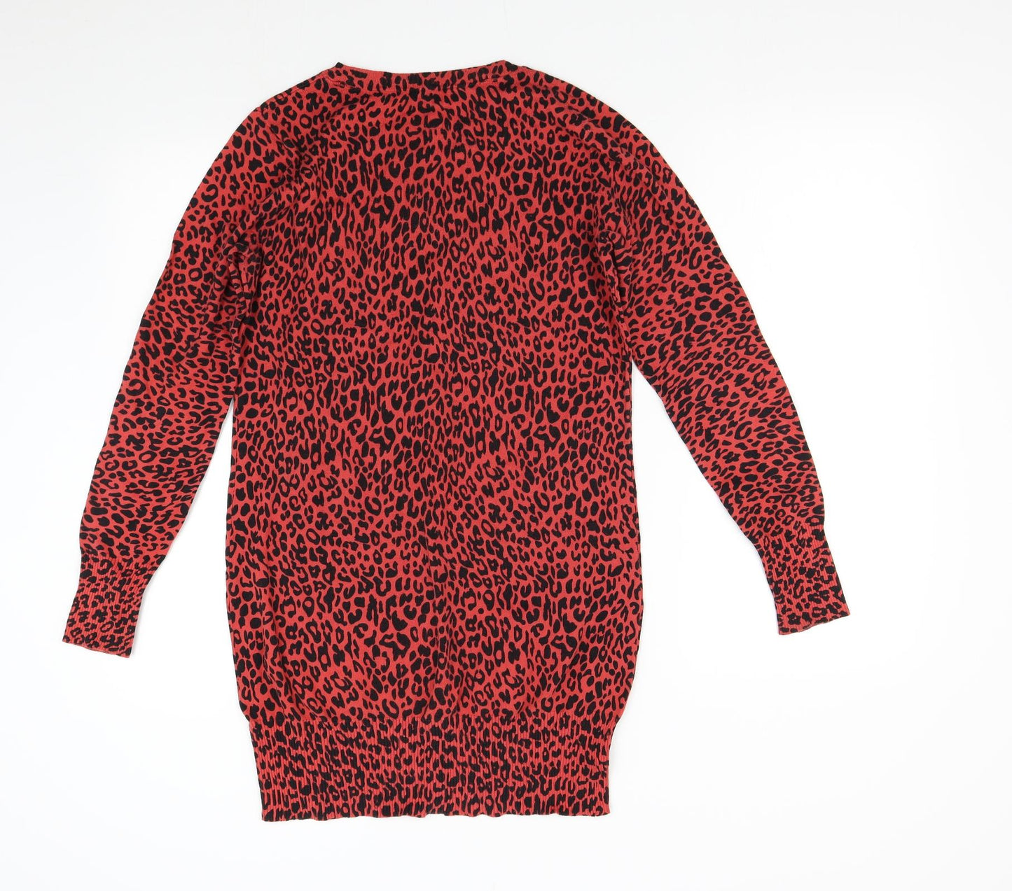 Dorothy Perkins Womens Red Animal Print Knit Jumper Dress  Size 14