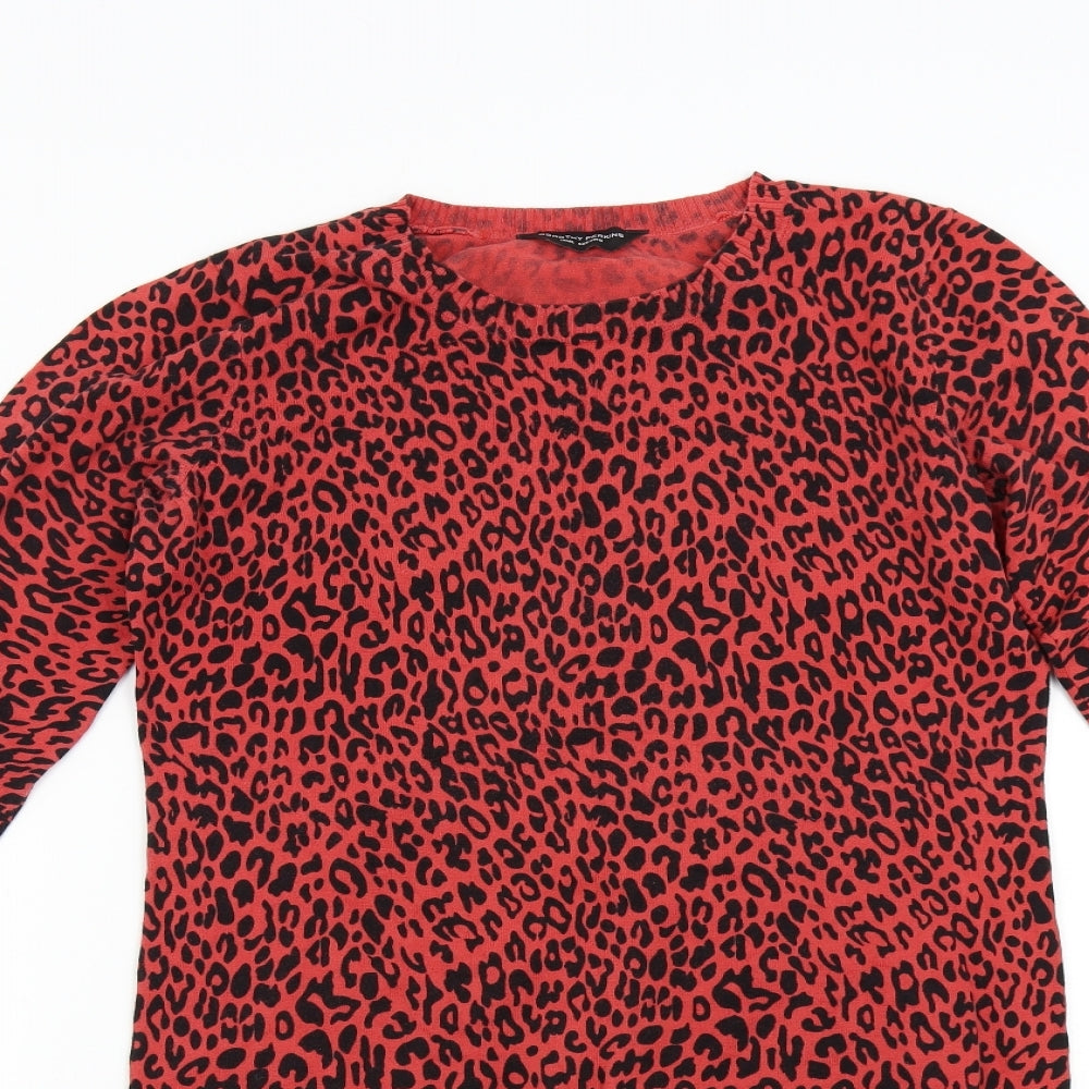 Dorothy Perkins Womens Red Animal Print Knit Jumper Dress  Size 14