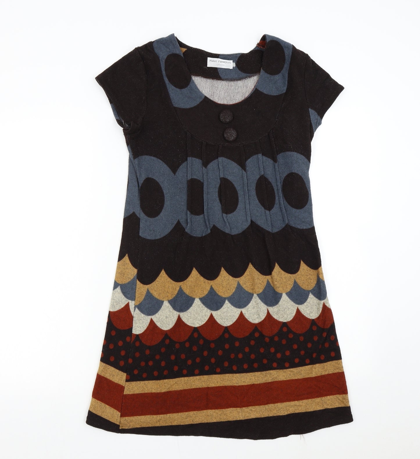 Ravi Famous Womens Multicoloured Geometric Knit Jumper Dress  Size S