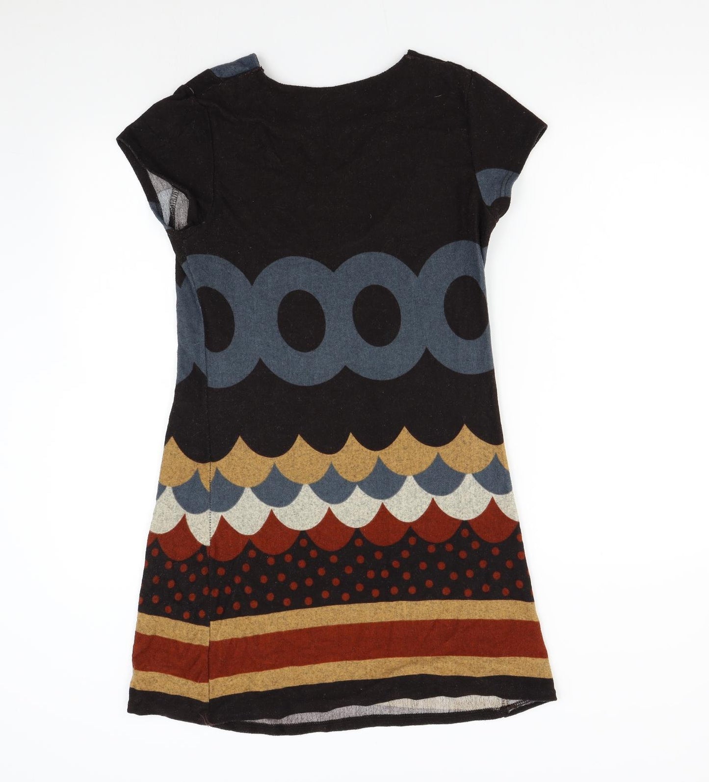 Ravi Famous Womens Multicoloured Geometric Knit Jumper Dress  Size S