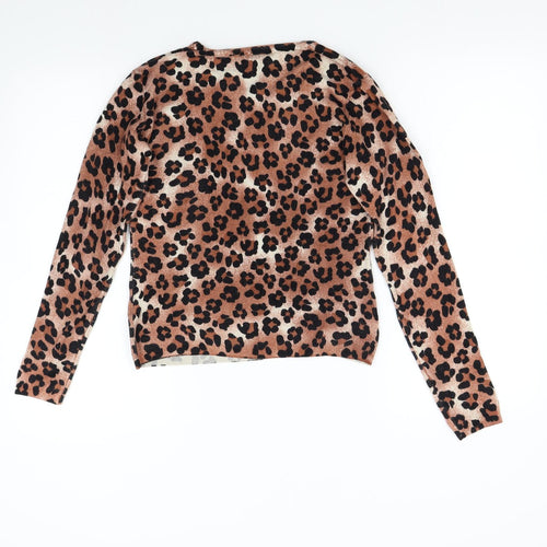 Preworn Womens Brown Animal Print Knit Pullover Jumper Size L