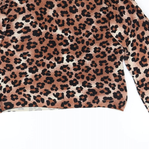 Preworn Womens Brown Animal Print Knit Pullover Jumper Size L