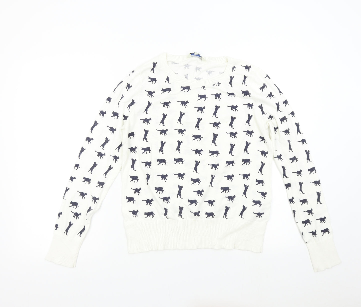 Peacocks Womens White  Knit Pullover Jumper Size 18  - Cats Feline